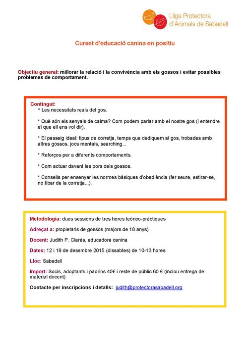 Curset educacio canina Curset educacio canina